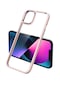 Mutcase - İphone Uyumlu İphone 12 - Kılıf Renkli Koruyucu Sert Krom Kapak - Pembe Açık