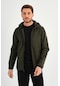 Alexandergardı Fermuarlı İçi Polarlı Su İtici Softshell Kumaş Kapüşonlu Mont E24-mnt-01 Haki