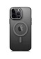 Noktaks - İphone Uyumlu İphone 14 Pro Max - Kılıf Kablosuz Şarj Destekli Buzlu Sert Tuval Kapak - Siyah