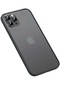 iPhone Uyumlu 12 Pro Max Kamera Koruyucul Kılıf Arkası Buzlu Mat Transparan Retro Kapak Koruma - Siyah