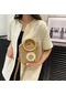 Bej Yogodlns Yaz Kadın Rattan Kova El Yapımı Omuz Çantası Dokuma Hasır Saplı Crossbody Çanta