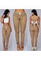 Rahat Kadın Pantolon Cep İpli Kalem Pantolon Klasik Sweatpants Pantalon Joggers Yoga Pantolon Kahverengi