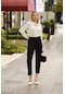 Feela Moda 1001 Siyah Havuç Paça Beli Lastikli Dokuma Kadın Pantolon-siyah