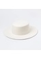 Kadınlar İçin 100% Yün Keçe Şapkalar Beyaz Geniş Ağız Fedoras Düğün Parti Flat Top-ıvory Flat Top-ıvory