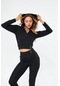 Lesa Wear Fitilli Kapüşonlu Içi Polarlı Yumuşacık Şardonlu Kaşkorse Crop Sweatshirt Hırka Siyah