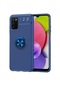 Noktaks - Samsung Galaxy Uyumlu A03s - Kılıf Yüzüklü Auto Focus Ravel Karbon Silikon Kapak - Mavi