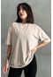 Kadın Oversize T-shirt Bej