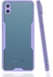 Kilifone - Samsung Uyumlu Galaxy A02 - Kılıf Kenarı Renkli Arkası Şeffaf Parfe Kapak - Mor