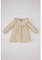 Defacto Kız Bebek Çizgili Uzun Kollu Flamlı Poplin Elbise C0769a524spbg65