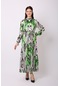 Violevin Er-cool Kadın Saten Desenli Elbise 80291-35-yeşil