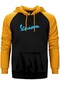Vespa Text Blue Sarı Renk Reglan Kol Kapşonlu Sweatshirt Sarı