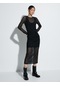 Koton Transparan Elbise Slim Fit Uzun Kolu Siyah 4sak80204ek