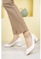 Beyaz Cilt Kadın Şık Günlük Rahat Kısa Topuklu Ayakkabı Topuk Boyu 5cm - 37