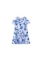 Lovetti Kız Çocuk Painterly Floral Desen Yarım Kol Omuzu Açık Elbise 5761-1