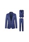 Mengtuo Erkek Rahat 3 Parçalı Takım Elbise - Koyu Mavi