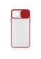 Noktaks - iPhone Uyumlu 11 Pro - Kılıf Slayt Sürgülü Arkası Buzlu Lensi Kapak - Kırmızı