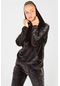 Maraton Sportswear Regular Kadın Kapşonlu Uzun Kol Basic Siyah Sweatshirt 18502-siyah
