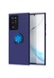 Tecno - Samsung Galaxy Uyumlu Note 20 Ultra - Kılıf Yüzüklü Auto Focus Ravel Karbon Silikon Kapak - Mavi
