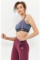 Tommy Life Petrol Yazı Şeritli Standart Kalıp U Yaka Kadın Spor Büstiyer - 97113 Petrol