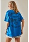 Xhan Mavi Arkası Yazılı Bisiklet Yaka Oversize T-shirt 5yxk1-479