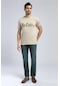Londonlogo Erkek O Yaka T-shirt Bej-19793 Bej