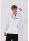 Maraton Sportswear Regular Erkek Kapşonlu Uzun Kol Basic Beyaz Sweatshirt 20613-beyaz