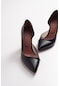 Luvishoes 653 Siyah Cilt Topuklu Kadın Ayakkabı