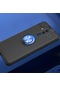Noktaks - Huawei Uyumlu Huawei Mate 10 Pro - Kılıf Yüzüklü Auto Focus Ravel Karbon Silikon Kapak - Siyah-mavi