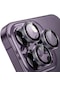 İphone 15 Pro/15 Pro Max Uyumlu Kamera Koruma Lens Koruyucu Temperli Cam Mercek Lens - Mor