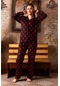 Kadın Gömlek Yaka Boydan Düğmeli Pamuk Pijama Takımı P200645-siyah