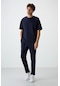 Tommy Life Lacivert Pamuklu Kalın Yumuşak Dokulu Oversize Fit Basic Erkek Eşofman Takım - 85251 Lacivert