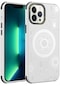iPhone Uyumlu 13 Pro Kılıf Lopard Wireless Şarj Özellikli Desenli Hot Kapak - Beyaz