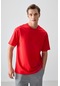 Tommy Life Fiesta Pamuklu Kalın Yumuşak Dokulu Oversize Fit Basic Erkek T-shirt - 88378 Kirmizi