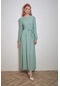 Fullamoda Fullamodest Bürümcük Kumaş Kuşaklı Elbise- Yeşil 24YGB1796201999-Su Yeşili