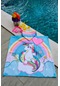 Kız Çocuk Unicorn Baskılı Panço Çocuk Plaj Havlusu - Kız Çocuk