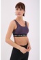 Tommy Life Mor Yazı Şeritli Standart Kalıp U Yaka Kadın Spor Büstiyer - 97113 Mor