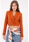 Kiremit Kruvaze Crop Blazer Ceket Kiremit