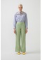 Touche Paçası Yırtmaçlı Basic Pantolon - Yeşil