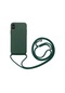 Kilifone - İphone Uyumlu İphone Xs 5.8 - Kılıf Renkli İp Askılı Koruyucu Ropi Kapak - Koyu Yeşil
