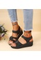 Siyah Kadın Sandalet Yaz Topuklu Sandalias Yumuşak Alt Takozlar Ayakkabı Kadınlar İçin 2022 Yeni Platform Sandaletler Lüks Topuk Üzerinde Ayakkabı