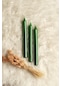 MbaDecor Metalik Kaplama Uzun Gövdeli Soft Çubuk Şamdan Mumu 3'lü Yeşil