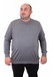 Mocgrande Büyük Beden Sıfır Yaka Classic Sweat 23216 Grı-Grı