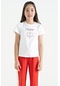 Tommy Life Beyaz O Yaka Baskı Detaylı Rahat Kalıp Kız Çocuk T-shirt - 75129 Beyaz
