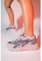 Luvishoes Duja Gri Pembe Multi Fileli Kadın Kalın Taban Spor Sneakers