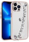 iPhone Uyumlu 12 Pro Kılıf Taş Süslemeli Kamera Korumalı El Tutamaçlı Lopard Blazer Kapak - Beyaz
