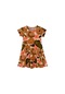 Lovetti Somon Kız Çocuk Retro Flowers Desen Kısa Kol Kloşe Etek Elbise 5910-130S014