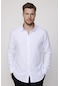 Tudors Slim Fit Uzun Kol Keten Efekt Düz Biyeli Beyaz Gömlek-27774-beyaz