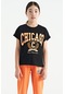 Tommy Life Siyah O Yaka Düşük Omuzlu Rahat Form Kısa Kollu Kız Çocuk T-shirt - 75128 Siyah