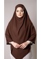 Kahverengi Pratik Hazır Geçmeli Tesettür Eşarp Medine İpeği Bağcıklı Çift Katlı Sufle Hijab 2302 14
