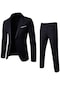 Erkek Düz Renk Yeni Stil Takım Elbise - Siyah